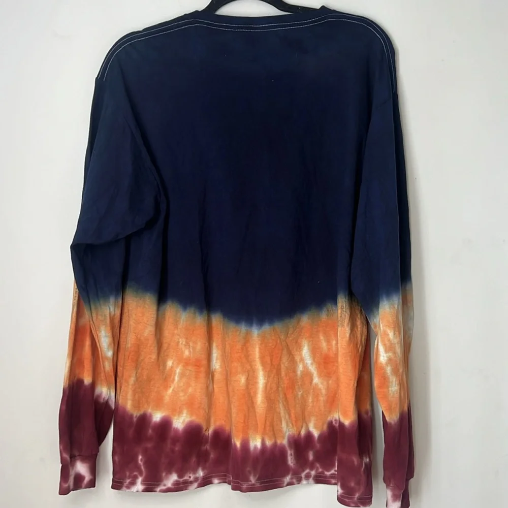 NWT PacSun Men's Wild Wyoming Tie-Dye‎ Long Sleeve Shirt Navy Red Yellow Medium
